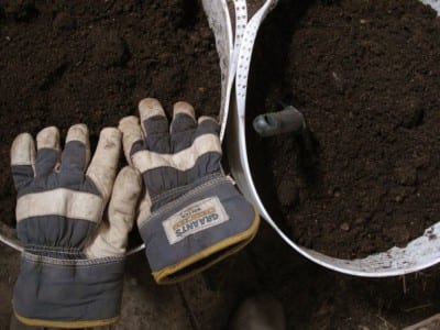 Sustrato de cultivo usado en una maceta