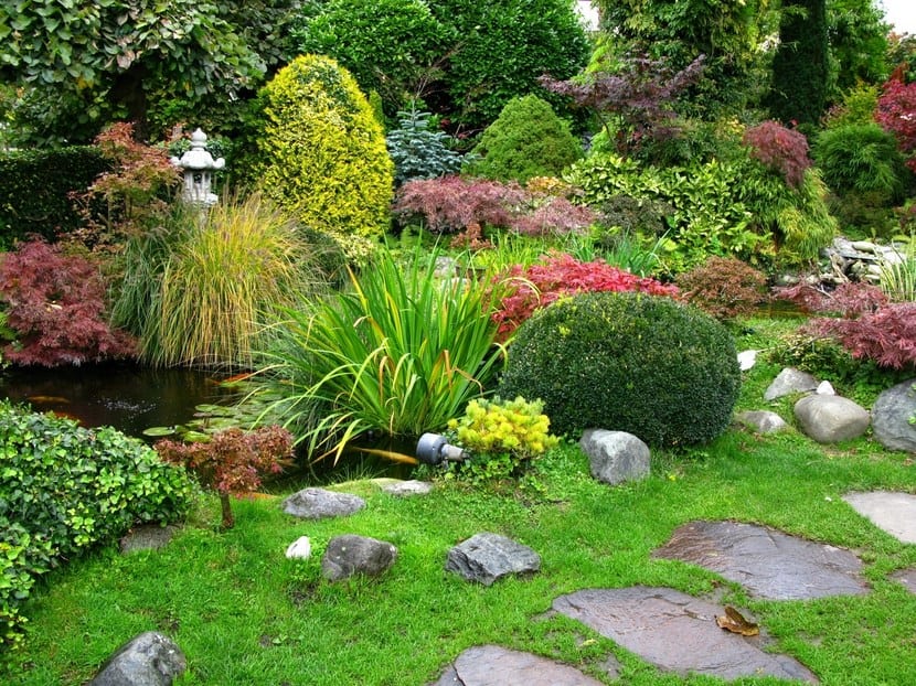 Jardín particular con zonas de plantación y camino