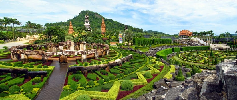 Vista panorámica del jardín tropical de Nong Nooch